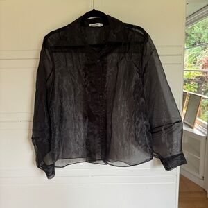Black Sheer Button Down Blouse